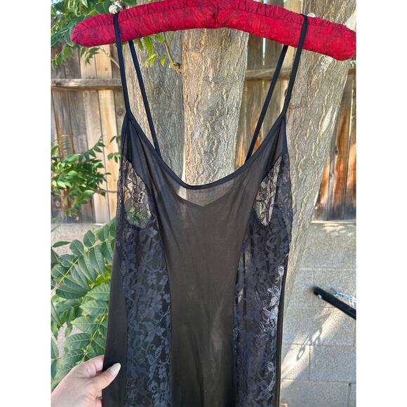 Union Made Lace Panel Black Slip/Maxi Dress - Picture 2 of 9